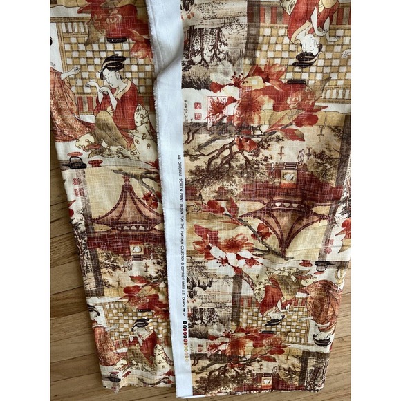 Platinum Collection Asian Geishas Art Fabric Upholstery Drapery Richloom 3 Yrds - Picture 5 of 11